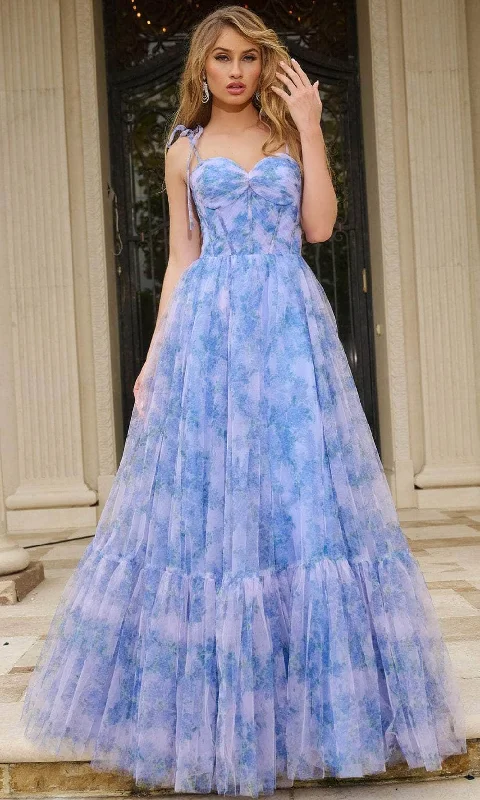 Buy Now Jovani 40432 - Tie Straps Floral Print Prom Gown