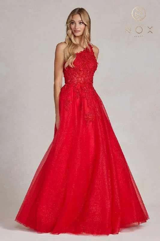 Today Only Embroidered One Shoulder Gown by Nox Anabel T1143