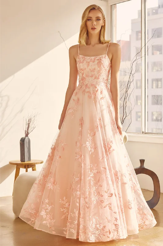 Shop and Save Floral Applique Long A-line Dress by Juliet 279