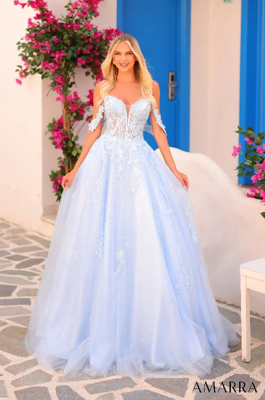 Stock Clearance Applique Off Shoulder A-line Gown by Amarra 88409