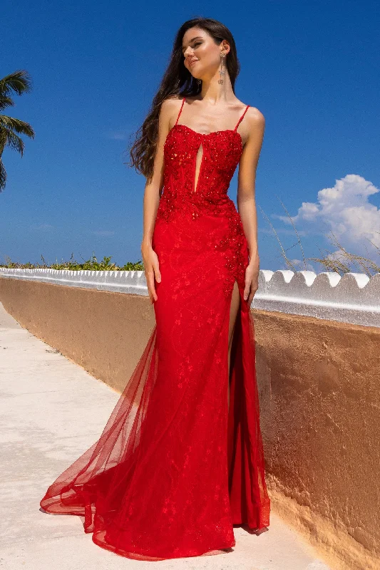 Big Discounts Applique Sleeveless Slit Gown by Amelia Couture 7064