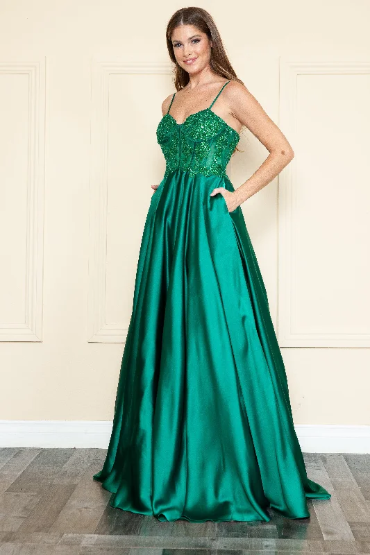 Major Savings Embroidered Satin Gown by Poly USA 9126