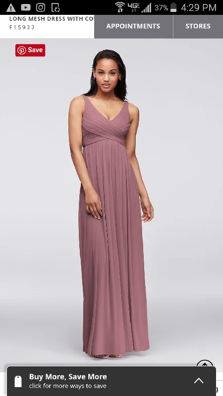New Deals David's Bridal Long mesh dress with cowl back- F15933