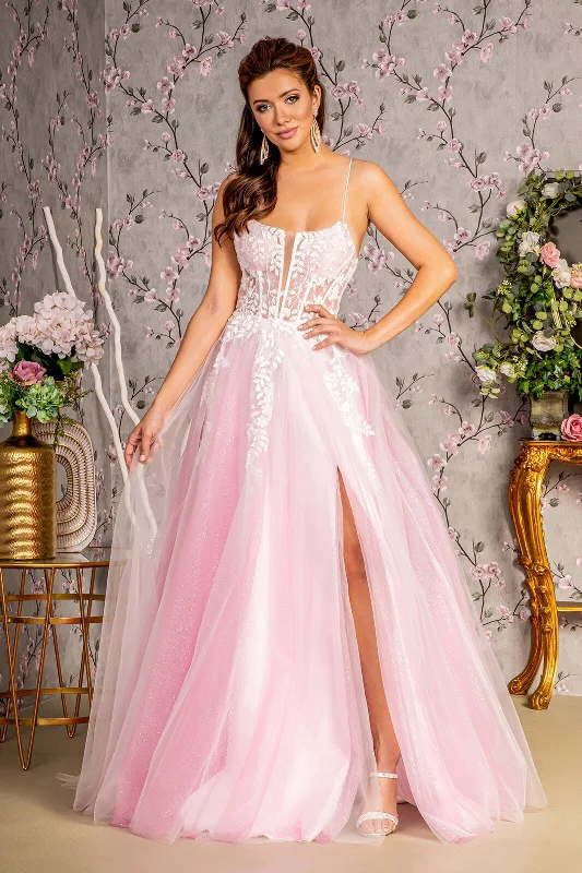 Midnight Sale Applique Sleeveless A-line Slit Gown by GLS Gloria GL3249
