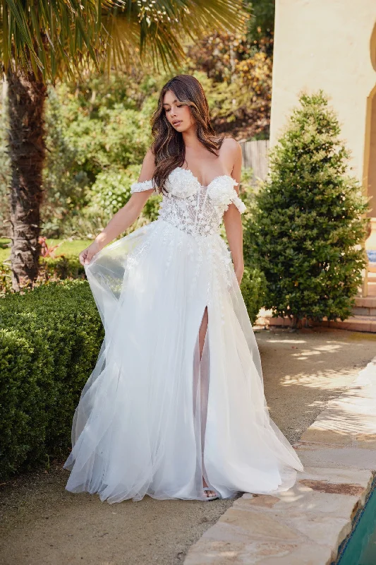 Epic Deals 3D Floral Off Shoulder Bridal Gown by Juliet JT2483KW