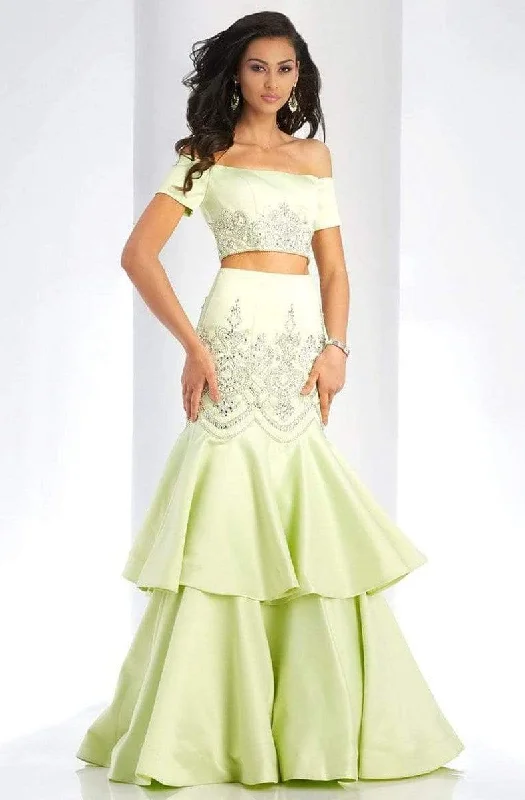 TIME-Limited Offer Clarisse - 4915 Off-Shoulder Two-Piece Tiered Trumpet Gown