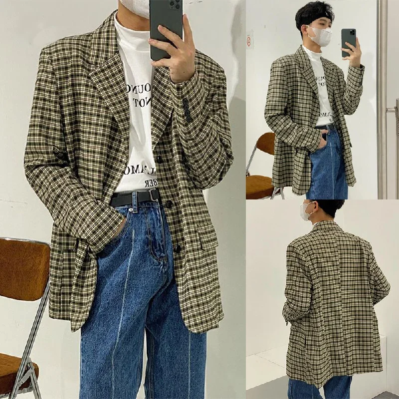 Great Deals Latest New Style Men Suit Tailor Made High Quality Blazer Plaid Jacket Wedding Formal Prom Tailored