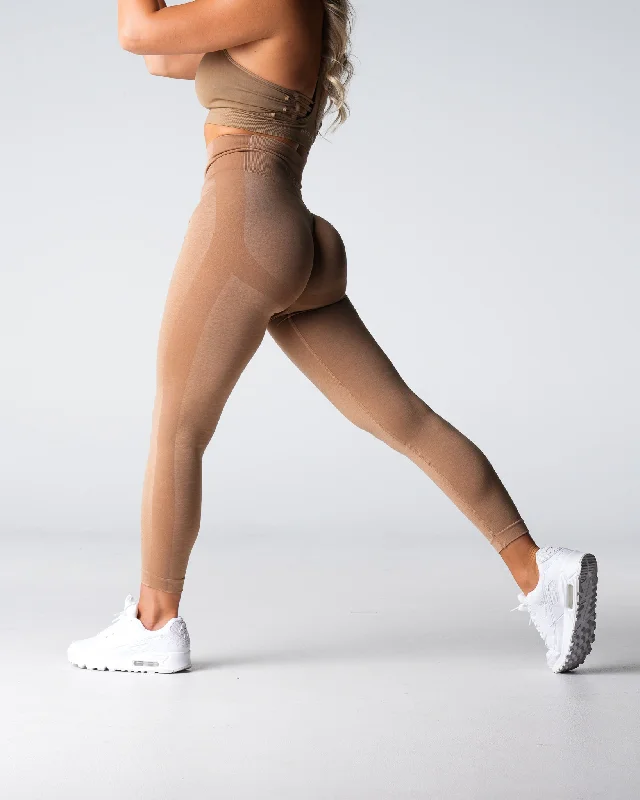 Now or Never Beige Performance Seamless Leggings
