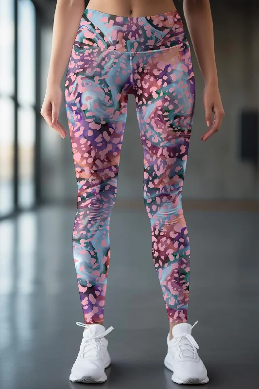 Bargain Bin Bora Bora Lucy Watercolor Printed Workout Leggings Yoga Pants - Women