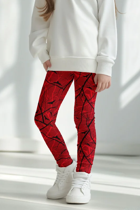 Clearance Sale Full Moon Lucy Red Fall Halloween Print Cute Leggings - Kids