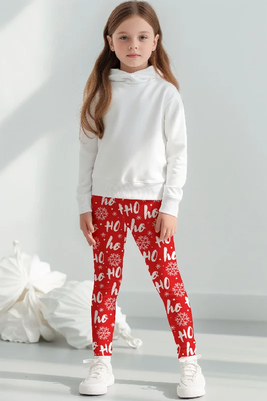 Mega Sale Hohoho Lucy Red Cute Winter Print Leggings - Kids