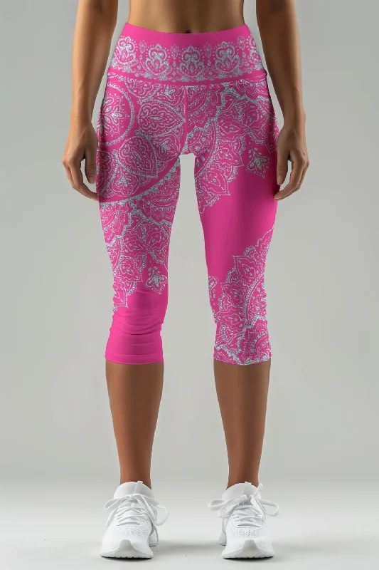 Special Buy Lipstick Nirvana Ellie Pink Boho Performance Capri Leggings - Women