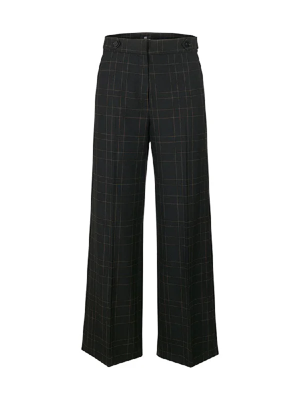 New Deals Riani Subtly Checked  Wide Fit Trousers Black Patterned
