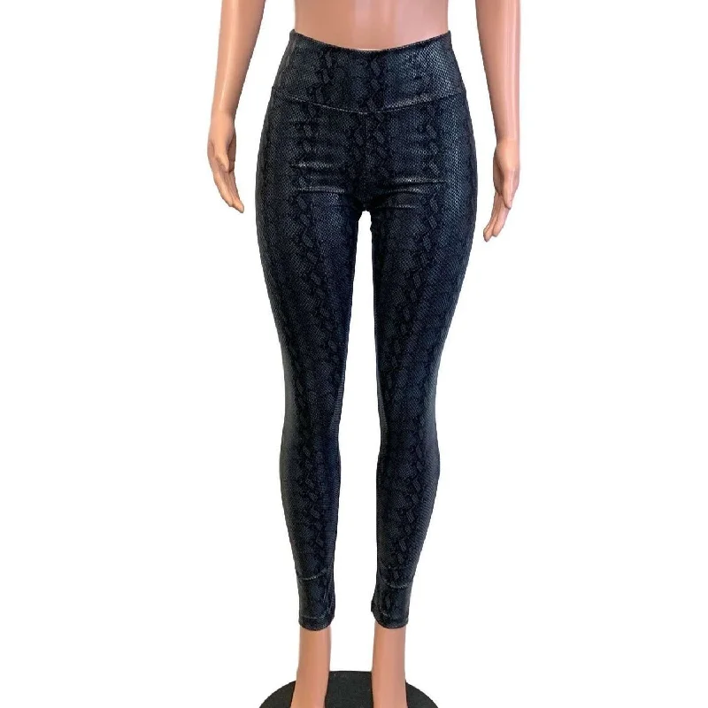 Can't Be Beat SALE - SMALL - Black Python Snakeskin High Waist Leggings