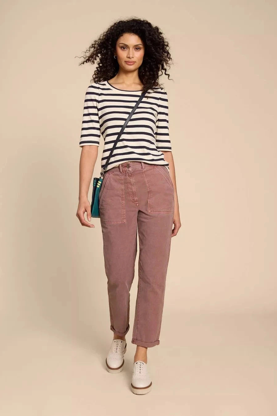 Super Bargain White Stuff Twister Organic Chino Trousers in Dusty Pink