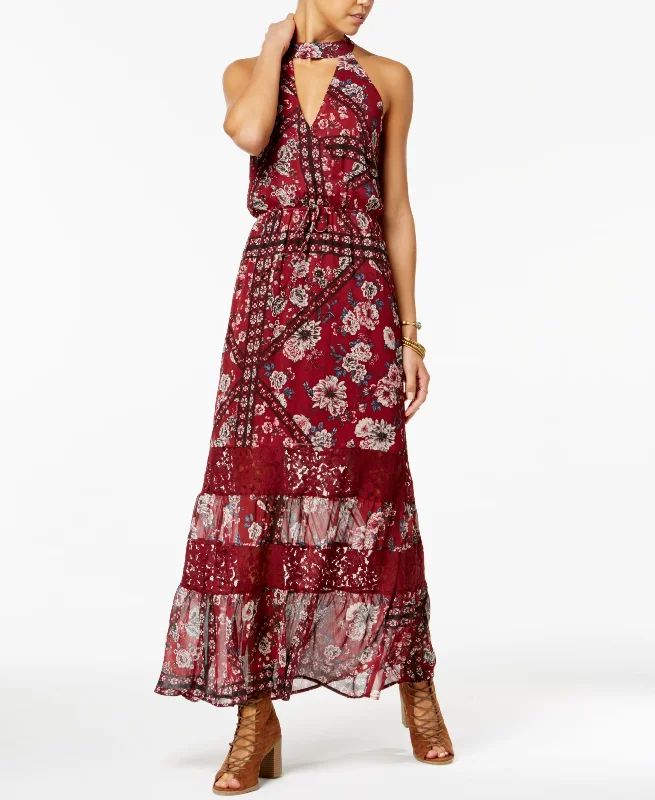Take Advantage American Rag Juniors Printed Choker Maxi Dress