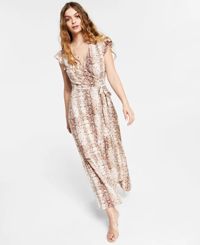 Big Discounts Bar III Snakeskin Print Wrap Style Maxi Dress