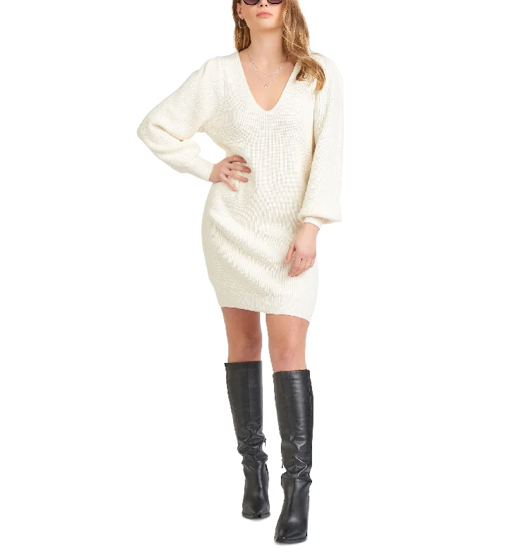New Deals Black Tape V Neck Sweater Dress