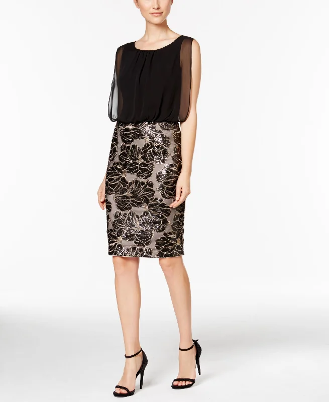 Special Savings Calvin Klein Chiffon Sequined Blouson Dress