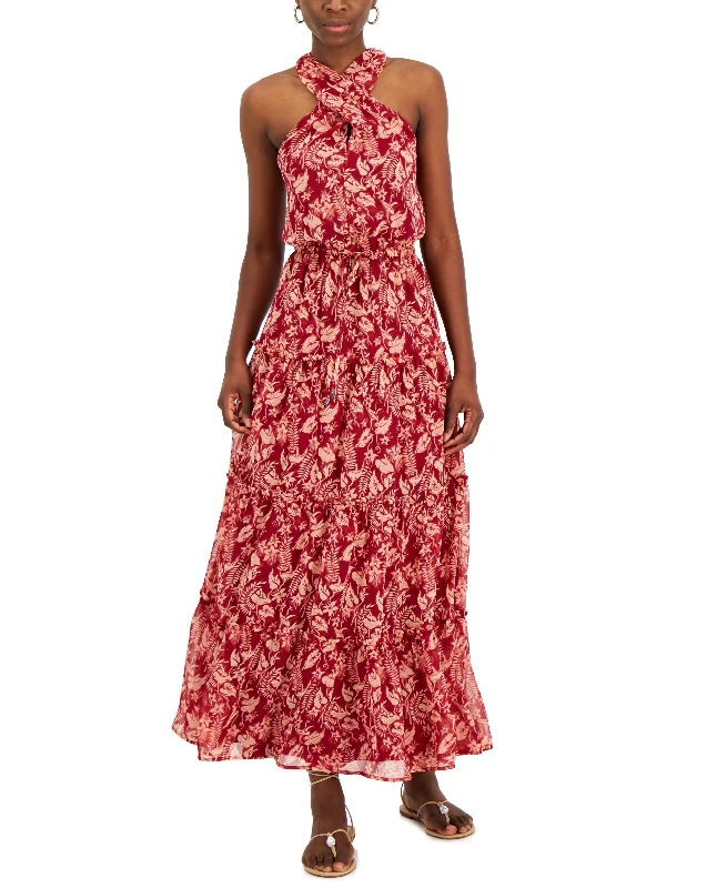 Markdown Madness INC International Concepts Womens Printed Halter Maxi Dress