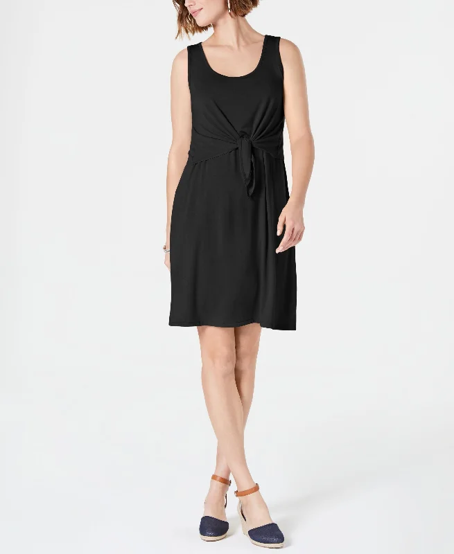 Referral Discount Style & Co Sleeveless Tie Front Dress