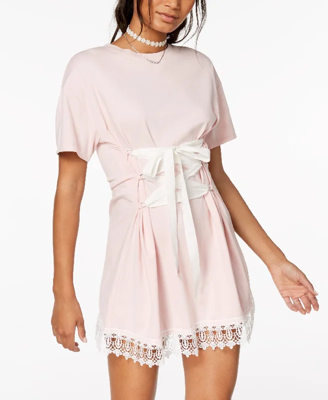 Fantastic Offers Juniors' Lace-Trim Corset T-Shirt Dress