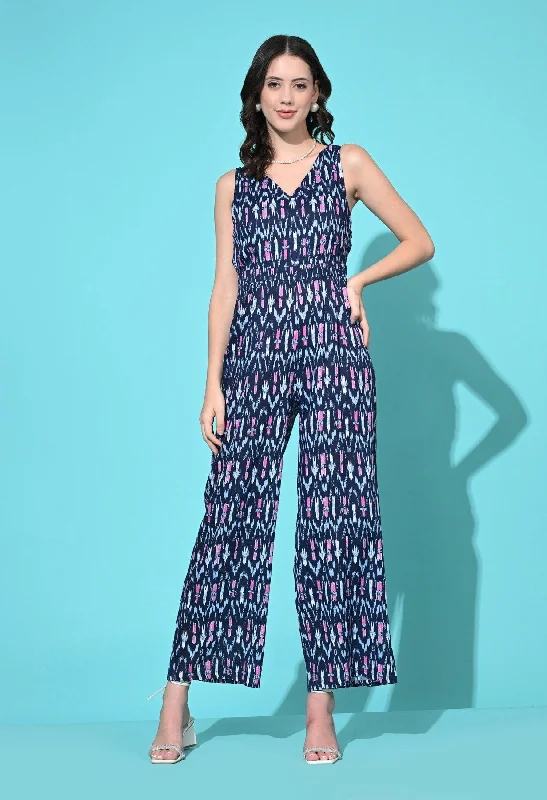 Warehouse Sale SMERA MART Viscose Abstract Printed Sleeveless Jumpsuit for Women