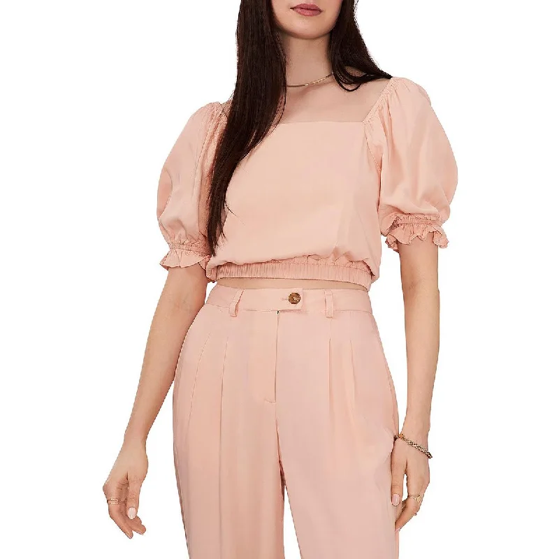 Best Bargains 1.State Womens Square Neck Puff Sleeve Cropped