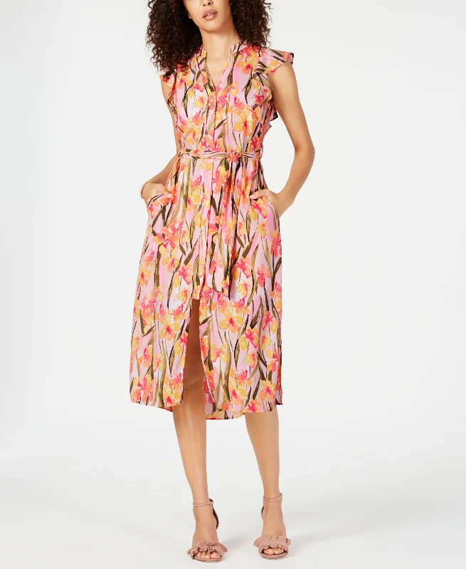 Super Deal Maison Jules Flutter Sleeve Belted Dress