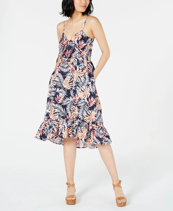 Act Fast Printed Ruffle-Hem Dress