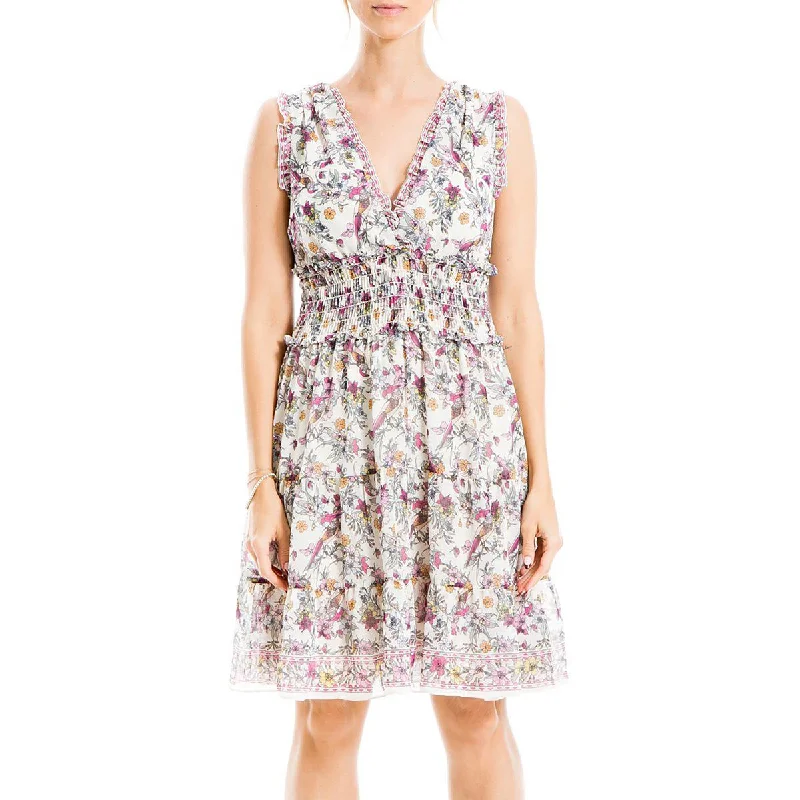Price Reduction Max Studio Womens Floral Smocked Mini Dress
