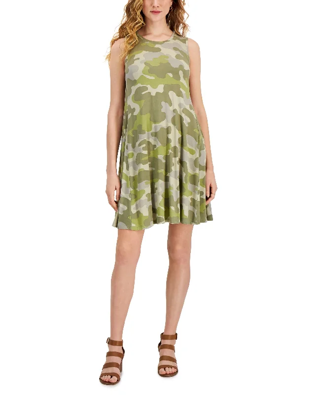 Shop and Save Style & Co Camo Print Sleeveless Flip Flop Dress