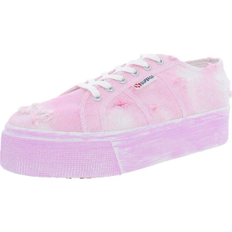YEAR-End Clearance Superga 2790 Women's Canvas Stone Wash Platform Lace-Up Sneakers