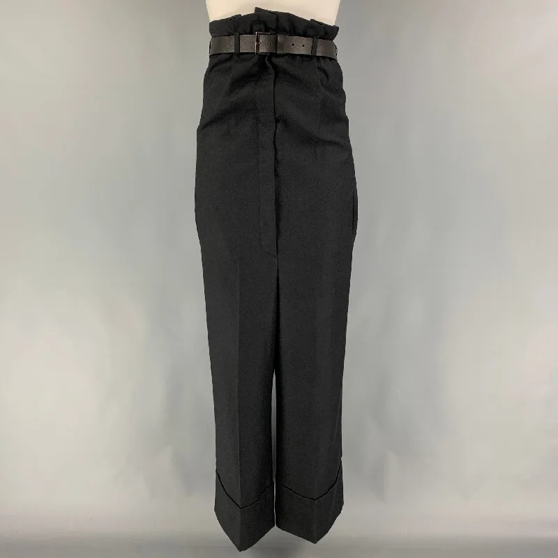 Super Bargain VIKTOR & ROLF Size 2 Black Wool High Waisted Dress Pants