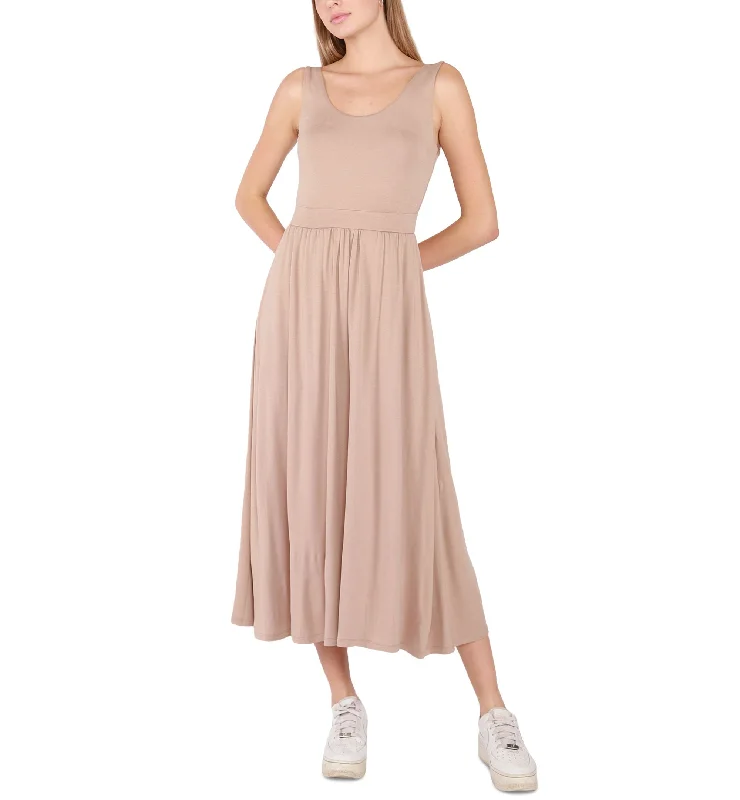Act Now Women's Banded-Waist Knit Sleeveless Midi Dress