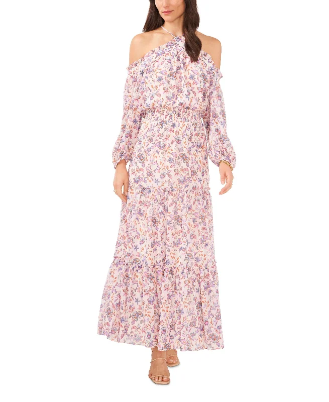 Lowest Prices Women's Smocked Waist Long Sleeve Halter Maxi Dress